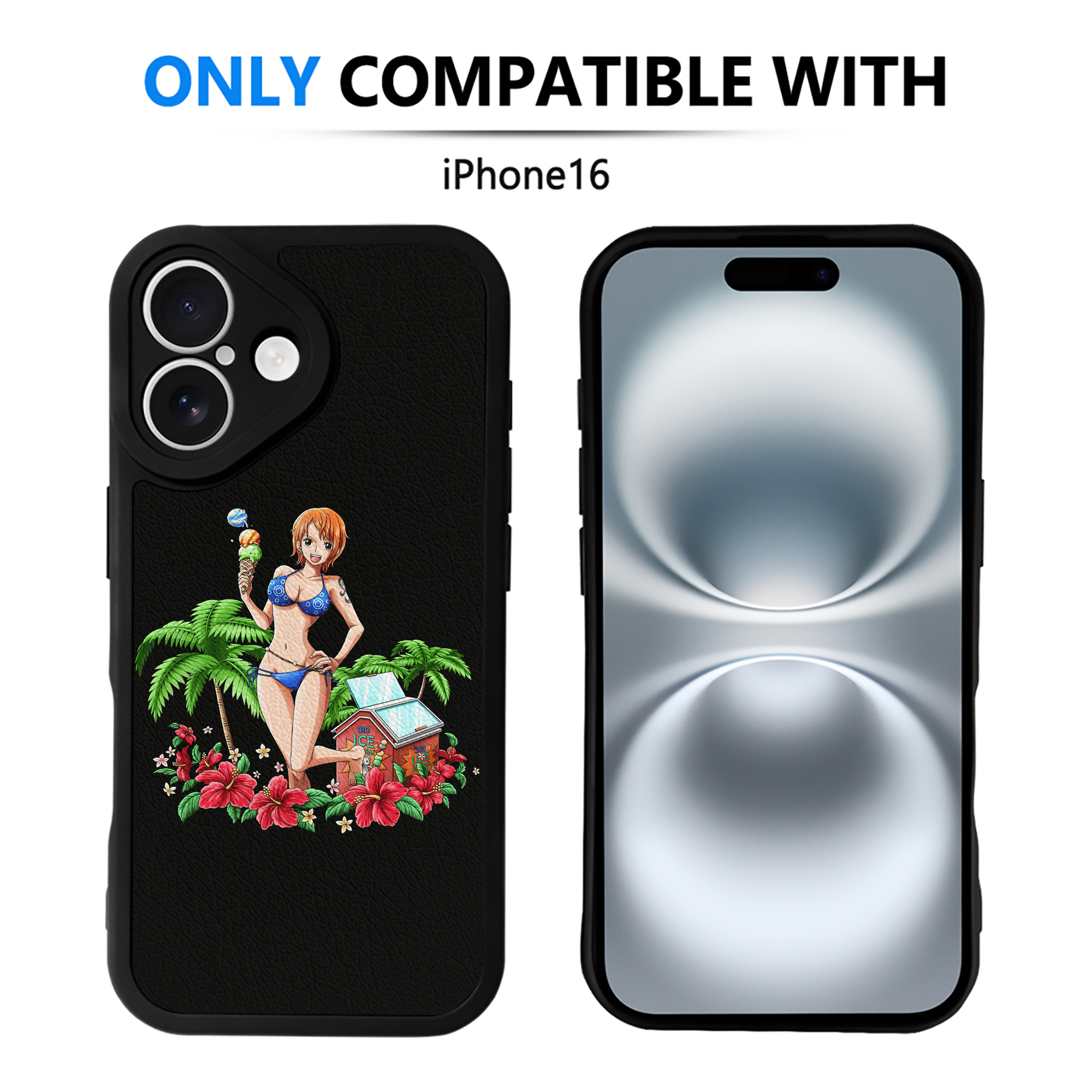 （画像用） ワンピース ナミ ONE PIECE Nami 【iPhone 16シリーズ対応】シリコンスマホケース（レザー調） 材質：シリコン
